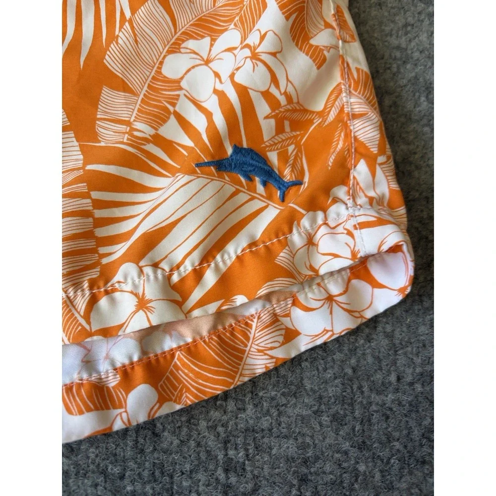 Tommy Bahama Swim Trunks Men XL Orange White Floral Tropical Hawaiian Relax XL